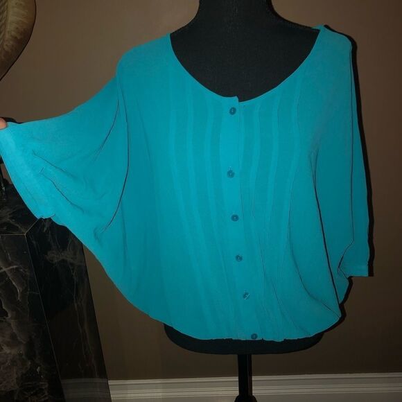LOFT Tops - Loft Sheer Blouse w/ Bat Wing Sleeves